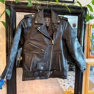 Vintage Classic Black Leather Moto Jacket - Men